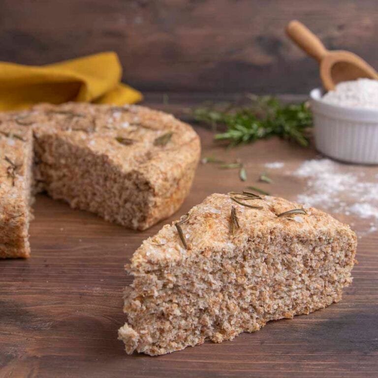 Tall and fluffy whole wheat focaccia