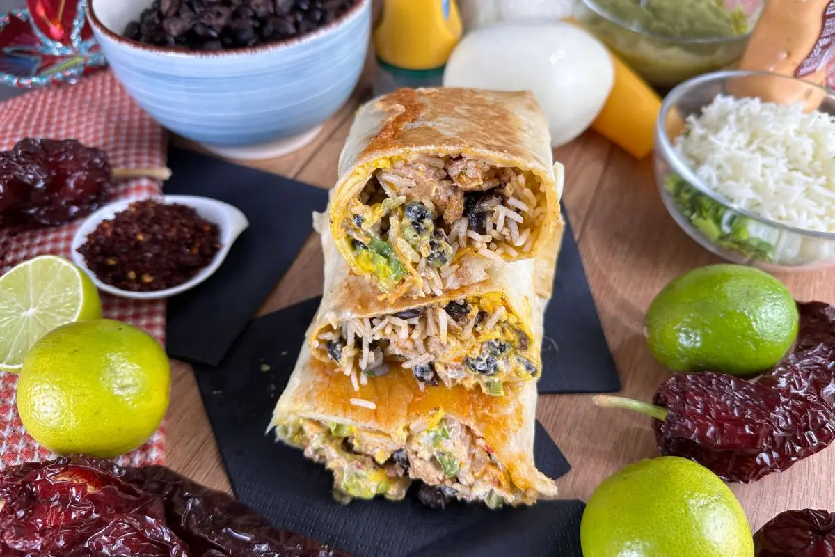 chicken and rice burrito
